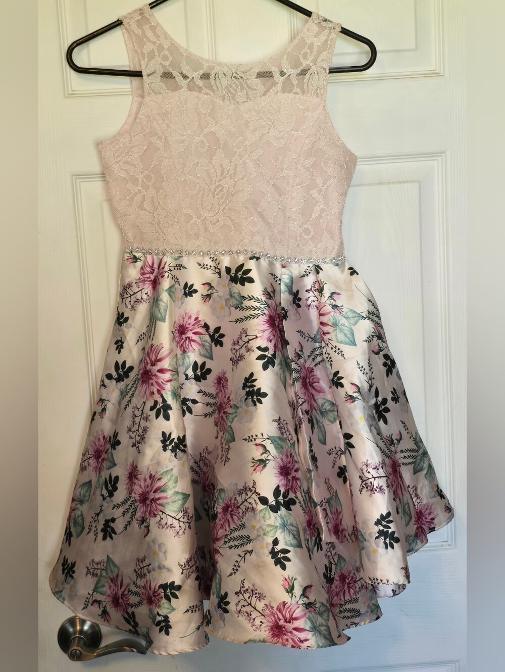 Emily Rose Style Girls 14 Floral Lace Dress in Pink & White Like New